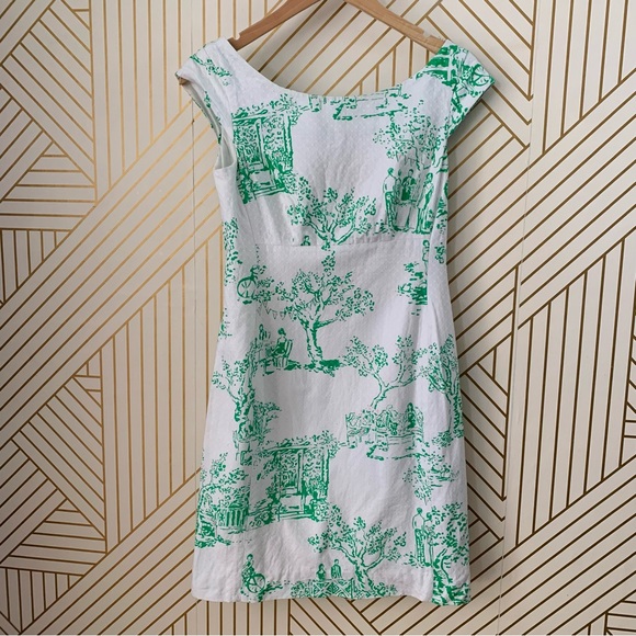 Lilly Pulitzer Allura Spring Fever Toile Dress cotton size boatneck cap sleeve 0 - Picture 10 of 12